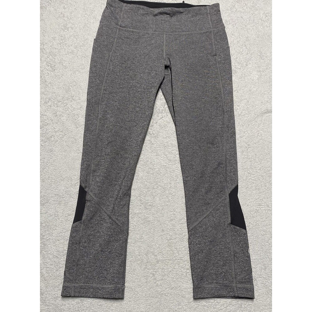Lululemon Pace Rival Crop Leggings Womens 4 Gray Pull on Active Running